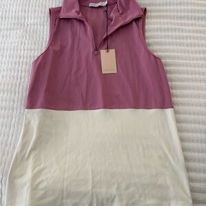 Stylish Pink and White Women's Golf Active Top